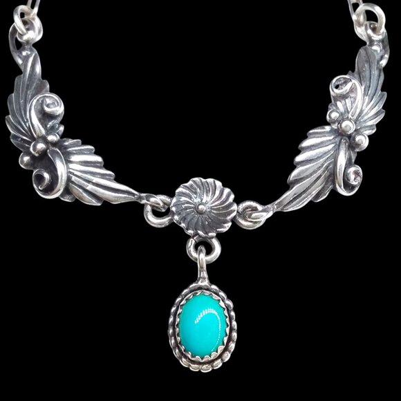 Carolyn Pollack 925 Sterling Silver Turquoise Necklace Paperclip Chain 18in - Picture 1 of 11